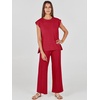 image:imageANRABESS Two Piece Sets for Women Summer Casual Knit Sweater Vest Pants Set Vacation Airport Clothes 2026 Fall OutfitsRed
