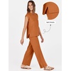 image:imageANRABESS Two Piece Sets for Women Summer Casual Knit Sweater Vest Pants Set Vacation Airport Clothes 2026 Fall OutfitsRust