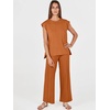 image:imageANRABESS Two Piece Sets for Women Summer Casual Knit Sweater Vest Pants Set Vacation Airport Clothes 2026 Fall OutfitsRust