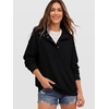 image:imageANRABESS Waffle Knit Sweatshirt for Women Henley Pullover  Lightweight Comfy Soft Long Sleeve Loose Fit Stand Collar Half Button Tops Casual Daily Wear amp Preppy Fall Spring WeatherBlack