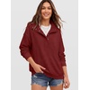 image:imageANRABESS Waffle Knit Sweatshirt for Women Henley Pullover  Lightweight Comfy Soft Long Sleeve Loose Fit Stand Collar Half Button Tops Casual Daily Wear amp Preppy Fall Spring WeatherBirck Red