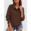 image:imageANRABESS Waffle Knit Sweatshirt for Women Henley Pullover  Lightweight Comfy Soft Long Sleeve Loose Fit Stand Collar Half Button Tops Casual Daily Wear amp Preppy Fall Spring WeatherBrown