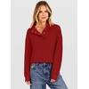 image:imageANRABESS Waffle Knit Sweatshirt for Women Henley Pullover  Lightweight Comfy Soft Long Sleeve Loose Fit Stand Collar Half Button Tops Casual Daily Wear amp Preppy Fall Spring WeatherRed