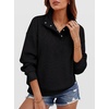 image:imageANRABESS Waffle Knit Sweatshirt for Women Henley Pullover  Lightweight Comfy Soft Long Sleeve Loose Fit Stand Collar Half Button Tops Casual Daily Wear amp Preppy Fall Spring WeatherBlack