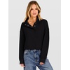 image:imageANRABESS Waffle Knit Sweatshirt for Women Henley Pullover  Lightweight Comfy Soft Long Sleeve Loose Fit Stand Collar Half Button Tops Casual Daily Wear amp Preppy Fall Spring WeatherBlack