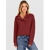 image:imageANRABESS Waffle Knit Sweatshirt for Women Henley Pullover  Lightweight Comfy Soft Long Sleeve Loose Fit Stand Collar Half Button Tops Casual Daily Wear amp Preppy Fall Spring WeatherBirck Red