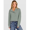 image:imageANRABESS Waffle Knit Sweatshirt for Women Henley Pullover  Lightweight Comfy Soft Long Sleeve Loose Fit Stand Collar Half Button Tops Casual Daily Wear amp Preppy Fall Spring WeatherGreen