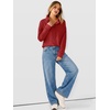 image:imageANRABESS Waffle Knit Sweatshirt for Women Henley Pullover  Lightweight Comfy Soft Long Sleeve Loose Fit Stand Collar Half Button Tops Casual Daily Wear amp Preppy Fall Spring WeatherRed