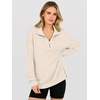 image:imageANRABESS Waffle Knit Sweatshirt for Women Lightweight Shirts  Comfy Long Sleeve Quarter Zip Pullover Tops Loose Fit Side Slits Casual Daily Wear amp Work Fall Spring OutfitsBeige