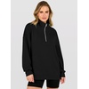 image:imageANRABESS Waffle Knit Sweatshirt for Women Lightweight Shirts  Comfy Long Sleeve Quarter Zip Pullover Tops Loose Fit Side Slits Casual Daily Wear amp Work Fall Spring OutfitsBlack