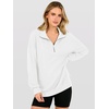 image:imageANRABESS Waffle Knit Sweatshirt for Women Lightweight Shirts  Comfy Long Sleeve Quarter Zip Pullover Tops Loose Fit Side Slits Casual Daily Wear amp Work Fall Spring OutfitsWhite