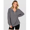 image:imageANRABESS Waffle Knit Sweatshirt for Women Lightweight Shirts  Comfy Long Sleeve Quarter Zip Pullover Tops Loose Fit Side Slits Casual Daily Wear amp Work Fall Spring OutfitsGrey