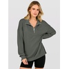 image:imageANRABESS Waffle Knit Sweatshirt for Women Lightweight Shirts  Comfy Long Sleeve Quarter Zip Pullover Tops Loose Fit Side Slits Casual Daily Wear amp Work Fall Spring OutfitsArmy Green