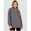 image:imageANRABESS Waffle Knit Sweatshirt for Women Lightweight Shirts  Comfy Long Sleeve Quarter Zip Pullover Tops Loose Fit Side Slits Casual Daily Wear amp Work Fall Spring OutfitsGrey