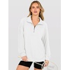 image:imageANRABESS Waffle Knit Sweatshirt for Women Lightweight Shirts  Comfy Long Sleeve Quarter Zip Pullover Tops Loose Fit Side Slits Casual Daily Wear amp Work Fall Spring OutfitsWhite