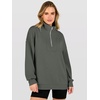 image:imageANRABESS Waffle Knit Sweatshirt for Women Lightweight Shirts  Comfy Long Sleeve Quarter Zip Pullover Tops Loose Fit Side Slits Casual Daily Wear amp Work Fall Spring OutfitsArmy Green