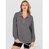 image:imageANRABESS Waffle Knit Sweatshirt for Women Lightweight Shirts  Comfy Long Sleeve Quarter Zip Pullover Tops Loose Fit Side Slits Casual Daily Wear amp Work Fall Spring OutfitsGrey
