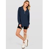 image:imageANRABESS Waffle Knit Sweatshirt for Women Lightweight Shirts  Comfy Long Sleeve Quarter Zip Pullover Tops Loose Fit Side Slits Casual Daily Wear amp Work Fall Spring OutfitsNavy Blue