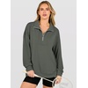 image:imageANRABESS Waffle Knit Sweatshirt for Women Lightweight Shirts  Comfy Long Sleeve Quarter Zip Pullover Tops Loose Fit Side Slits Casual Daily Wear amp Work Fall Spring OutfitsArmy Green