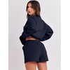 image:imageANRABESS Women 2 Piece Outfits Sweat Shorts Sets 2026 Oversized Casual Lounge Matching Set Sweatsuit Tracksuit Fall ClothesNavy Blue