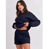 image:imageANRABESS Women 2 Piece Outfits Sweat Shorts Sets 2026 Oversized Casual Lounge Matching Set Sweatsuit Tracksuit Fall ClothesNavy Blue