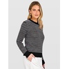 image:imageANRABESS Women Long Sleeve Striped Crochet Sweater Top  Crew Neck Knit Pullover Comfy Soft Lightweight Clothes Casual Daily Wear Travel amp Vacation Fall Spring Trendy OutfitsBlack White