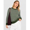 image:imageANRABESS Women Long Sleeve Striped Crochet Sweater Top  Crew Neck Knit Pullover Comfy Soft Lightweight Clothes Casual Daily Wear Travel amp Vacation Fall Spring Trendy OutfitsGreen White