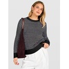 image:imageANRABESS Women Long Sleeve Striped Crochet Sweater Top  Crew Neck Knit Pullover Comfy Soft Lightweight Clothes Casual Daily Wear Travel amp Vacation Fall Spring Trendy OutfitsBlack White