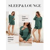 image:imageANRABESS Womens 2 Piece Lounge Pajama Sets Casual Ribbed Long Sleeve Top Matching Shorts Sleepwear PJ Set 2026 Fall OutfitsGreen