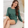 image:imageANRABESS Womens 2 Piece Lounge Pajama Sets Casual Ribbed Long Sleeve Top Matching Shorts Sleepwear PJ Set 2026 Fall OutfitsGreen