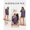 image:imageANRABESS Womens 2 Piece Lounge Pajama Sets Casual Ribbed Long Sleeve Top Matching Shorts Sleepwear PJ Set 2026 Fall OutfitsPurple