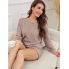 image:imageANRABESS Womens 2 Piece Lounge Pajama Sets Casual Ribbed Long Sleeve Top Matching Shorts Sleepwear PJ Set 2026 Fall OutfitsTan