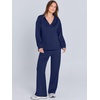 image:imageANRABESS Womens 2 Piece Outfits Matching Lounge Sweat Sets  Polo Sweatshirts amp Wide Leg Pants Airport Travel Outfit Soft Comfy 2026 Fall Winter Athletic ClothingNavy Blue