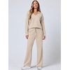 image:imageANRABESS Womens 2 Piece Outfits Matching Lounge Sweat Sets  Polo Sweatshirts amp Wide Leg Pants Airport Travel Outfit Soft Comfy 2026 Fall Winter Athletic ClothingLighter Khaki