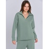 image:imageANRABESS Womens 2 Piece Outfits Matching Lounge Sweat Sets  Polo Sweatshirts amp Wide Leg Pants Airport Travel Outfit Soft Comfy 2026 Fall Winter Athletic ClothingPea Green