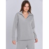 image:imageANRABESS Womens 2 Piece Outfits Matching Lounge Sweat Sets  Polo Sweatshirts amp Wide Leg Pants Airport Travel Outfit Soft Comfy 2026 Fall Winter Athletic ClothingLight Grey
