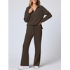 image:imageANRABESS Womens 2 Piece Outfits Matching Lounge Sweat Sets  Polo Sweatshirts amp Wide Leg Pants Airport Travel Outfit Soft Comfy 2026 Fall Winter Athletic ClothingCoffee