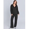 image:imageANRABESS Womens 2 Piece Outfits Matching Lounge Sweat Sets  Polo Sweatshirts amp Wide Leg Pants Airport Travel Outfit Soft Comfy 2026 Fall Winter Athletic ClothingBlack