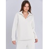 image:imageANRABESS Womens 2 Piece Outfits Matching Lounge Sweat Sets  Polo Sweatshirts amp Wide Leg Pants Airport Travel Outfit Soft Comfy 2026 Fall Winter Athletic ClothingWhite