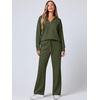 image:imageANRABESS Womens 2 Piece Outfits Matching Lounge Sweat Sets  Polo Sweatshirts amp Wide Leg Pants Airport Travel Outfit Soft Comfy 2026 Fall Winter Athletic ClothingOlive
