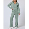 image:imageANRABESS Womens 2 Piece Outfits Matching Lounge Sweat Sets  Polo Sweatshirts amp Wide Leg Pants Airport Travel Outfit Soft Comfy 2026 Fall Winter Athletic ClothingPea Green