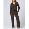 image:imageANRABESS Womens 2 Piece Outfits Matching Lounge Sweat Sets  Polo Sweatshirts amp Wide Leg Pants Airport Travel Outfit Soft Comfy 2026 Fall Winter Athletic ClothingCoffee