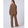 image:imageANRABESS Womens 2 Piece Outfits Matching Lounge Sweat Sets  Polo Sweatshirts amp Wide Leg Pants Airport Travel Outfit Soft Comfy 2026 Fall Winter Athletic ClothingCamel
