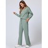 image:imageANRABESS Womens 2 Piece Outfits Matching Lounge Sweat Sets  Polo Sweatshirts amp Wide Leg Pants Airport Travel Outfit Soft Comfy 2026 Fall Winter Athletic ClothingPea Green