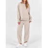 image:imageANRABESS Womens 2 Piece Outfits Sweatsuits Oversized Sweatshirts Barrel Pants Matching Lounge Sets 2026 Fall Travel ClothesAlmond