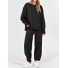 image:imageANRABESS Womens 2 Piece Outfits Sweatsuits Oversized Sweatshirts Barrel Pants Matching Lounge Sets 2026 Fall Travel ClothesBlack