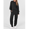 image:imageANRABESS Womens 2 Piece Outfits Sweatsuits Oversized Sweatshirts Barrel Pants Matching Lounge Sets 2026 Fall Travel ClothesBlack