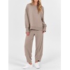 image:imageANRABESS Womens 2 Piece Outfits Sweatsuits Oversized Sweatshirts Barrel Pants Matching Lounge Sets 2026 Fall Travel ClothesKhaki