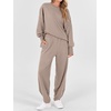 image:imageANRABESS Womens 2 Piece Outfits Sweatsuits Oversized Sweatshirts Barrel Pants Matching Lounge Sets 2026 Fall Travel ClothesKhaki