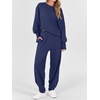 image:imageANRABESS Womens 2 Piece Outfits Sweatsuits Oversized Sweatshirts Barrel Pants Matching Lounge Sets 2026 Fall Travel ClothesNavy Blue